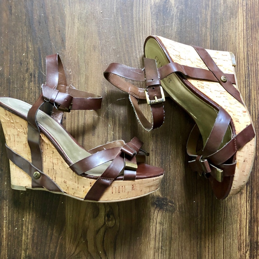 Guess Strappy Platform Wedges